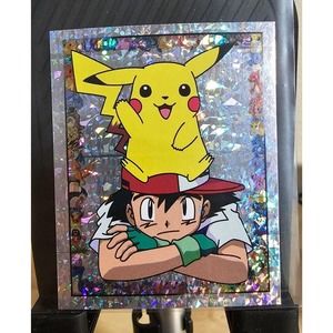 1999 Topps‎ Merlin Pokemon Stickers Ash and Pikachu Holographic S2